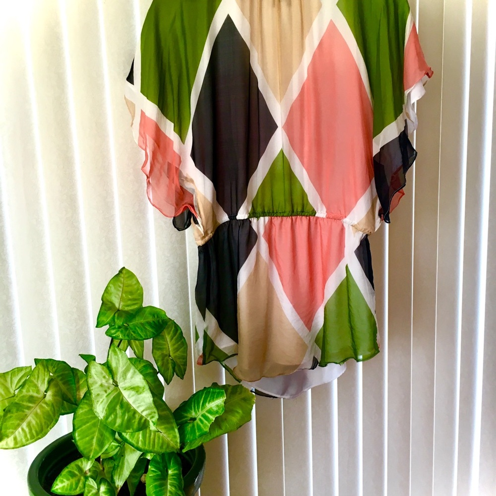 Leona Drawstring Color Block Blouse - Picture 6 of 6